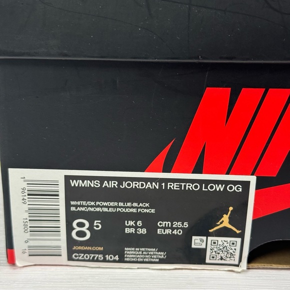 The Jordan 1 Retro Low OG Black Dark Powder Blue (Women's) 8.5W/7M BRAND NEW!! - Picture 2 of 9